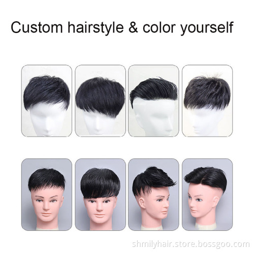 Shmily Toupee For Mens 100% Human Hair Toupee Super Thin Full Pu Mixed Mens Toupee Human Hair Can Be Styled Trimmed Dyed